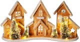 Decoratiune LED cu casute din lemn pentru Craciun, 24 cm