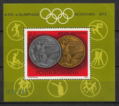 Romania - 1972 - LP 806 - Olimpiada de la Munchen - coli?a dantelata MNH foto