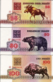 SV * Belarus / ex URSS LOT 25 - 50 - 100 RUBLE 1992 &lt; FAUNA &gt; UNC