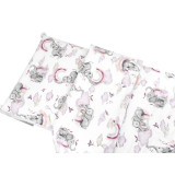 Lenjerie junior cu 2 piese Qmini din bumbac 140x200 cm Elephants on Rainbow Pink