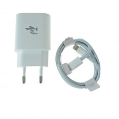 Set incarcator retea cu port USB si USB de tip C , Beepower BC-4, PD20W si QC 3.0, cu cablu Tip C tata la tip lightning tata , alb