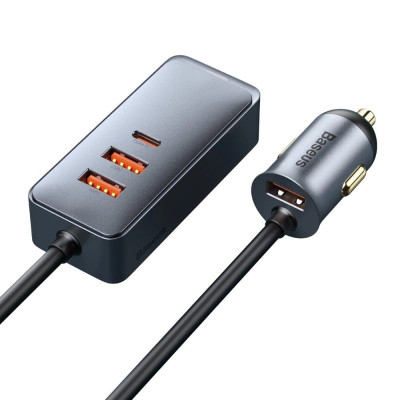 &amp;Icirc;ncărcător auto 3x USB/USB-C 120W PPS Quick ChargePD gri CCBT-B0G Baseus foto