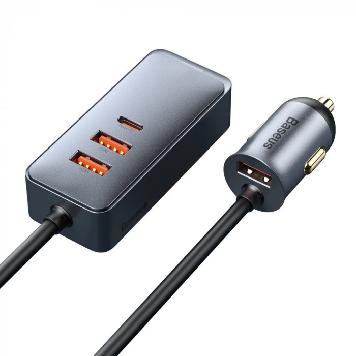 &Icirc;ncărcător auto 3x USB/USB-C 120W PPS Quick ChargePD gri CCBT-B0G Baseus