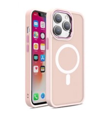 Husa protectie iPhone 15 Pro Max, compatibila MagSafe, roz mat foto