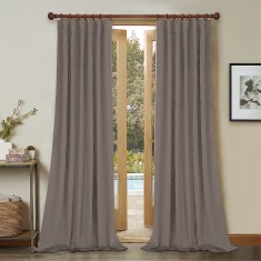 Draperie din catifea cu rejansa din bumbac tip fagure, Madison, 150x230 cm, densitate 700 g/ml, Harbor gray, 1 buc