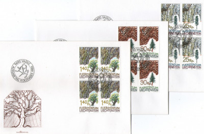 Liechtenstein 1986 - Copaci, serie de 4 pe FDC foto