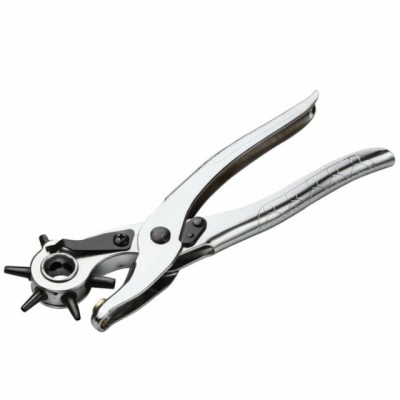 Cleste perforator pivotant cu 6 capete pentru gaurit curele, argintiu foto