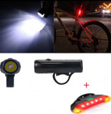 Cumpara ieftin Set de lumini LED fata-spate pentru bicicleta, reincarcabile USB