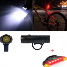 Set de lumini LED fata-spate pentru bicicleta, reincarcabile USB