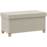 HOMCOM Bancă Ladă de Depozitare Pliabilă, Bancă de Pat cu Capac Căptușit și &Icirc;nveliș de Catifea, 76x38x38 cm, Crem Alb | Aosom Romania