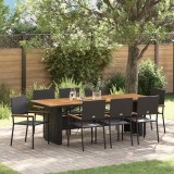 Set de masă pentru grădină 9 pcs Negru Masă pentru 8 Persoane