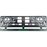 Set 2 bucati, suport numar inmatriculare Carbon, Skoda II