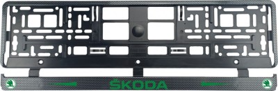 Set 2 bucati, suport numar inmatriculare Carbon, Skoda II foto