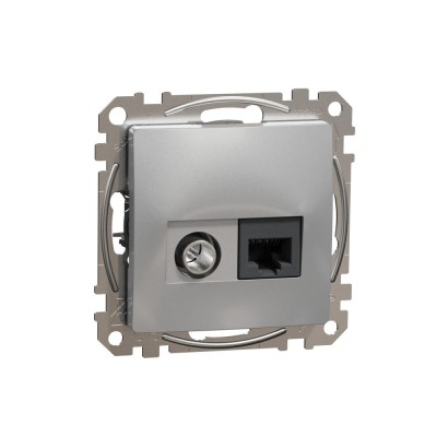 Priza TV+RJ45 UTP CAT6 Schneider Sedna aluminiu SDD113469T foto
