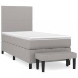 Cumpara ieftin Pat box spring cu saltea, gri deschis, 100x200 cm, textil