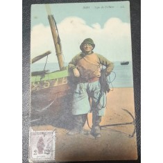Carte postala, circulata, pescar, 1923