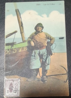 Carte postala, circulata, pescar, 1923 foto