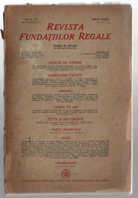 Revista Fundatiilor Regale sept /1945 Arghezi M. Bibescu E. Jebeleanu J. Mouton foto