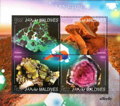 MALDIVE 2014, Minerale, bloc neuzat, MNH foto