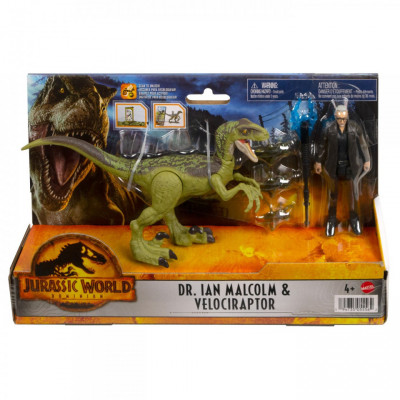 Jurassic world dominion set 2 figurine dr. ian malcolm si velociraptor foto