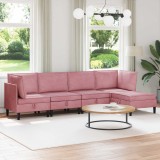 vidaXL Set de mobilier pentru living cu pernă 5 pcs Roz Catifea 3413746