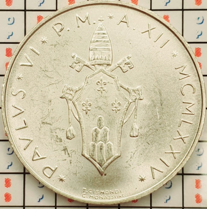 Vatican 500 lire 1974 argint - km 123 - A011
