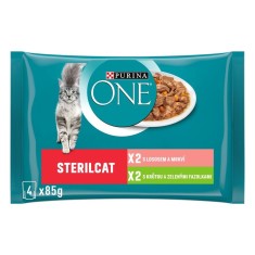 PURINA ONE STERILCAT cu curcan ?i fasole verde in suc, cu somon ?i morcovi in suc, 4 x 85 g foto