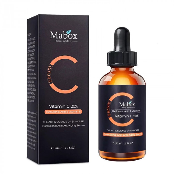 Ser cu Vitamina C 20% Acid Hialuronic si Vitamina E Mabox 30ml