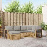 vidaXL Set de canapele de exterior 6 pcs Alb și gri deschis Poliester 3392126