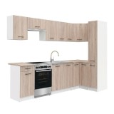 Praktik 300 unitate de bucătărie de colț carcasă albă, față stejar sonoma