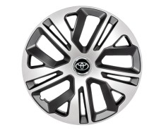 Set 4 capace roti, model Raven Gri-Negru R16, Compatibile cu Toyota