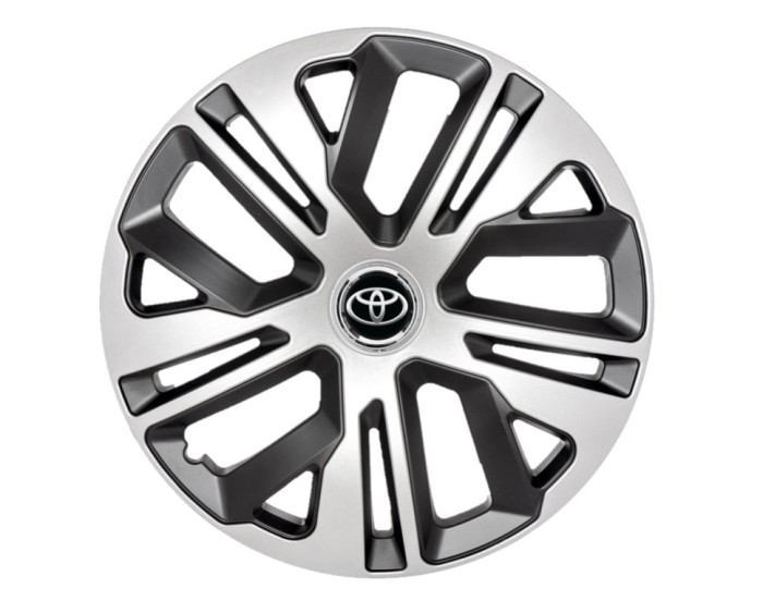 Set 4 capace roti, model Raven Gri-Negru R16, Compatibile cu Toyota