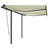 Cumpara ieftin Copertina retractabila manual cu LED, crem, 3x2,5 m