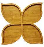 Platou bambus, 4 compartiment, 29x29 cm
