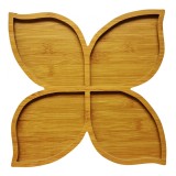 Platou bambus, 4 compartiment, 29x29 cm