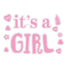Sticker Autocolant, Tematica Gender Reveal, Model Scris It s a Girl, 19.5x27.5 cm, Roz foto