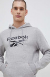 Reebok bluza barbati, culoarea gri, cu glugă, modelator