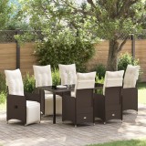 Gossi set de dining de gradina 7 piese cu perne maro din rattan poli
