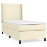 Cumpara ieftin Pat box spring cu saltea, crem, 80x200 cm, piele ecologica