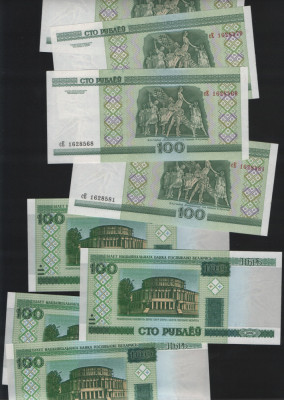 Belarus 100 ruble 2000 unc pret pe bucata foto