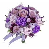 Buchet mediu personalizabil cu trandafiri, bujori, flori de cires, hortensii si plante uscate (Violet)