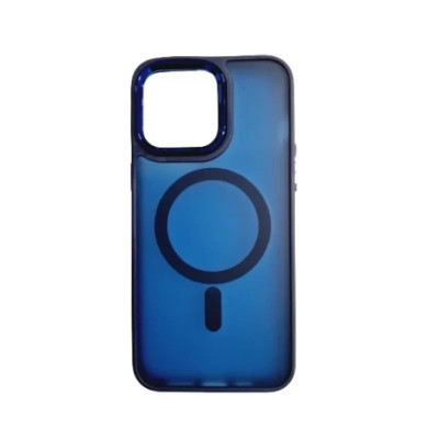 Husa spate hard MagSafe cu rama camera metalica pentru iPhone 15 Pro Max Albastru foto
