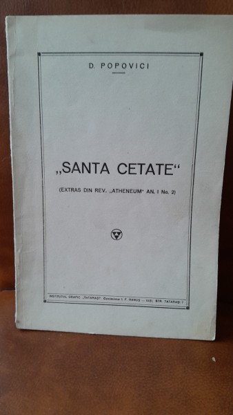 Santa Cetate - D. Popovici extras din revista Atheneum