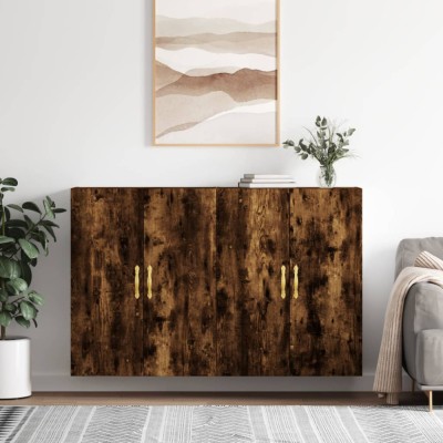 vidaXL Dulapuri montate pe perete, 2 buc, stejar afumat, 69,5x34x90 cm 3195608 foto