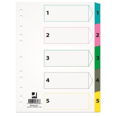 Index carton Q-Connect A4 numerotat 1-5 alb margine color 170g/mp
