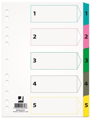 Index carton Q-Connect A4 numerotat 1-5 alb margine color 170g/mp foto