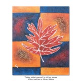 Tablou pictat manual, Frunza (3) - 60x50cm ulei panza in relief efect 3D