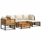 Set de canapele gradina cu perne, 6 piese, lemn masiv acacia