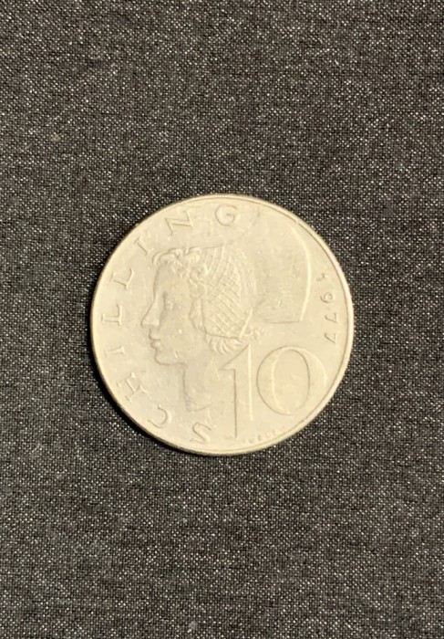 Moneda 10 shilling 1977 Austria