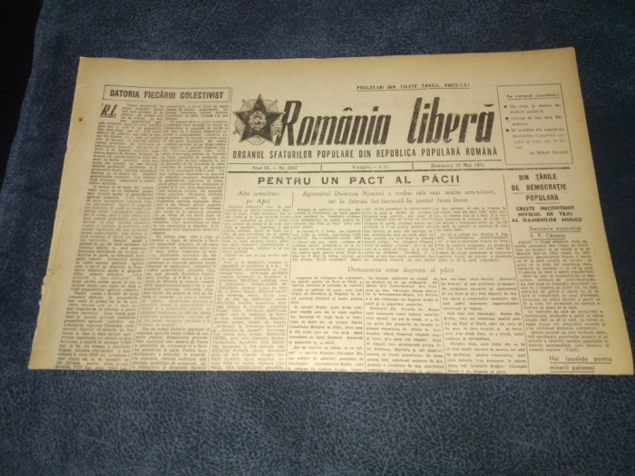 ZIARUL ROMANIA LIBERA 20 MAI 1951